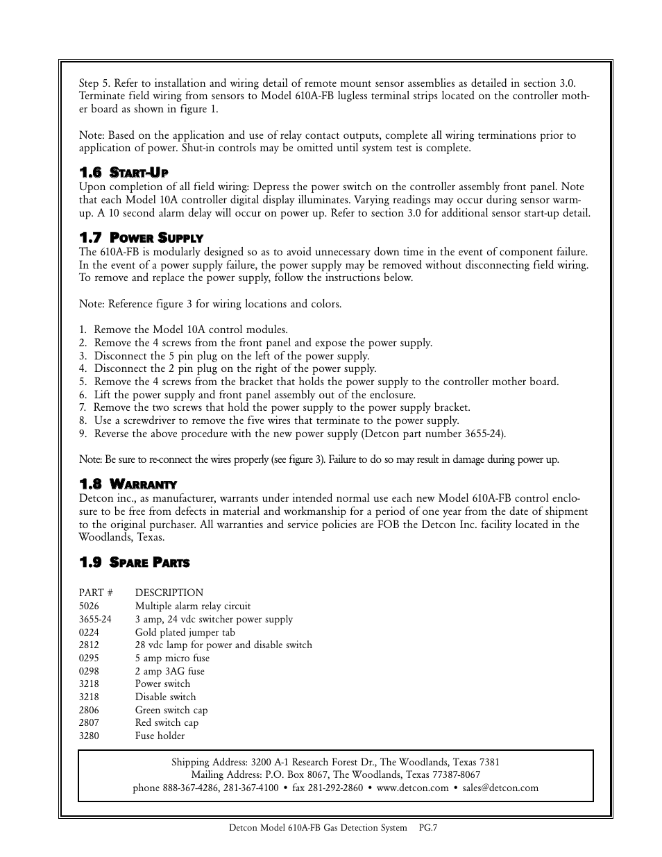 11 6 s s, 11 7 p p, 11 8 w w | 11 9 s s | Detcon 610A-FB User Manual | Page 7 / 7