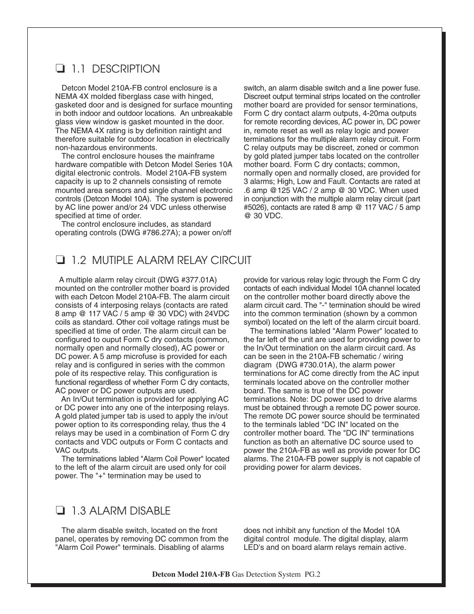 Detcon 210A-FB User Manual | Page 2 / 8