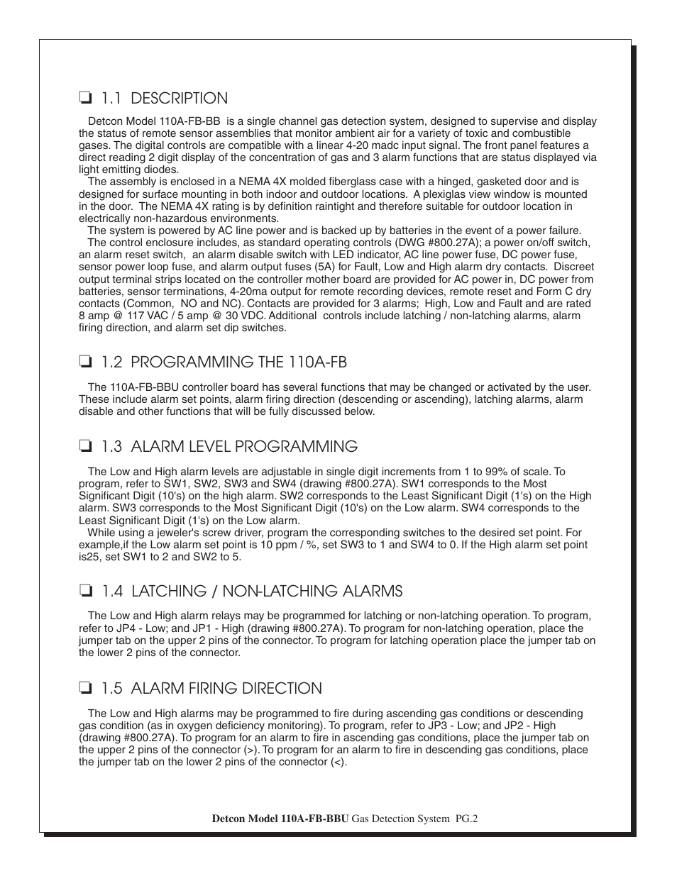 Detcon 110A-FB-BBU User Manual | Page 2 / 8