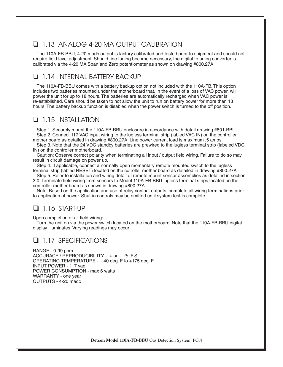 Detcon 110A-FB-BBU User Manual | Page 4 / 8