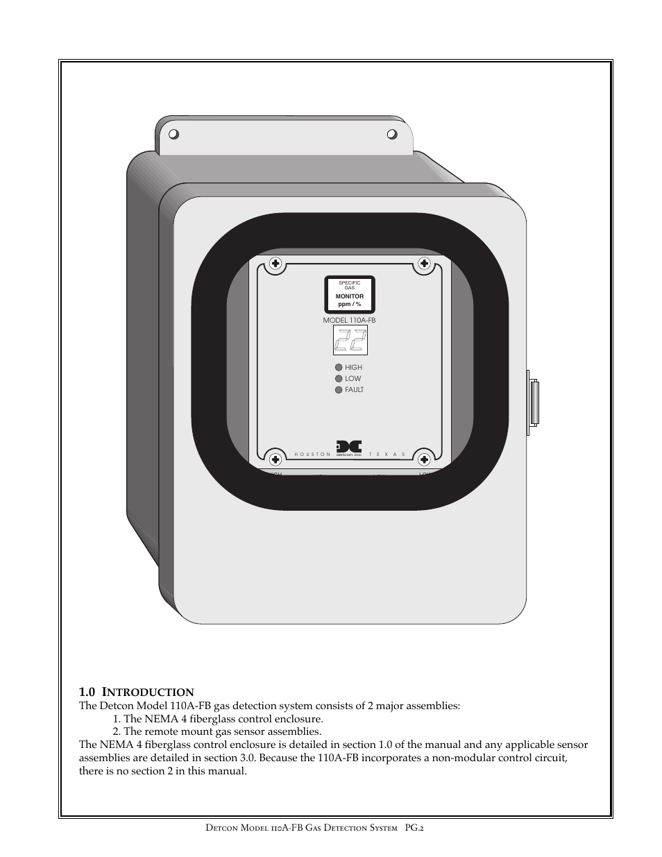 Detcon model 110a-fb gas detection system pg.2 | Detcon 110A-FB User Manual | Page 2 / 13