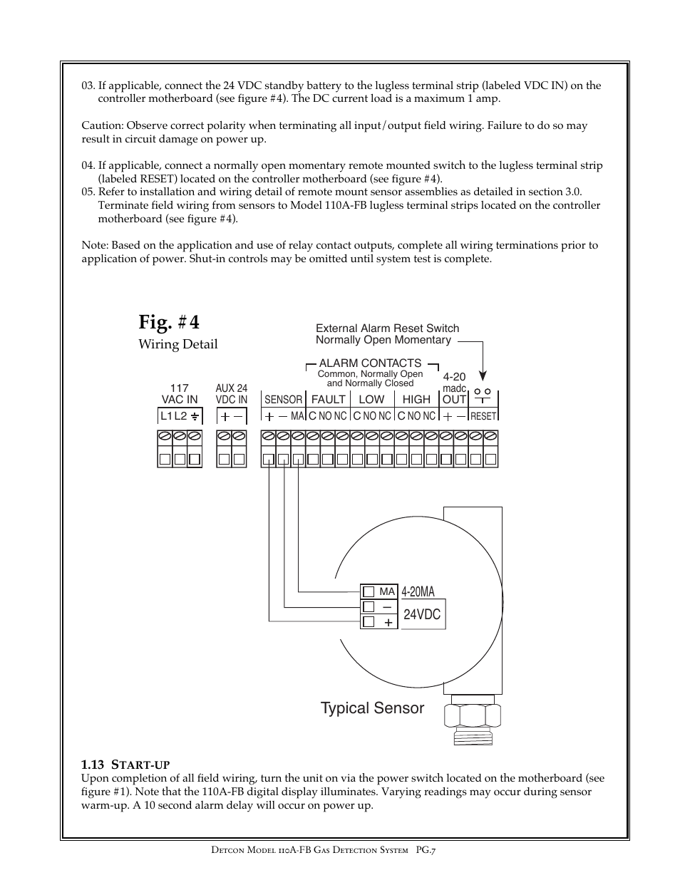 Fig. #4, Typical sensor | Detcon 110A-FB User Manual | Page 7 / 13
