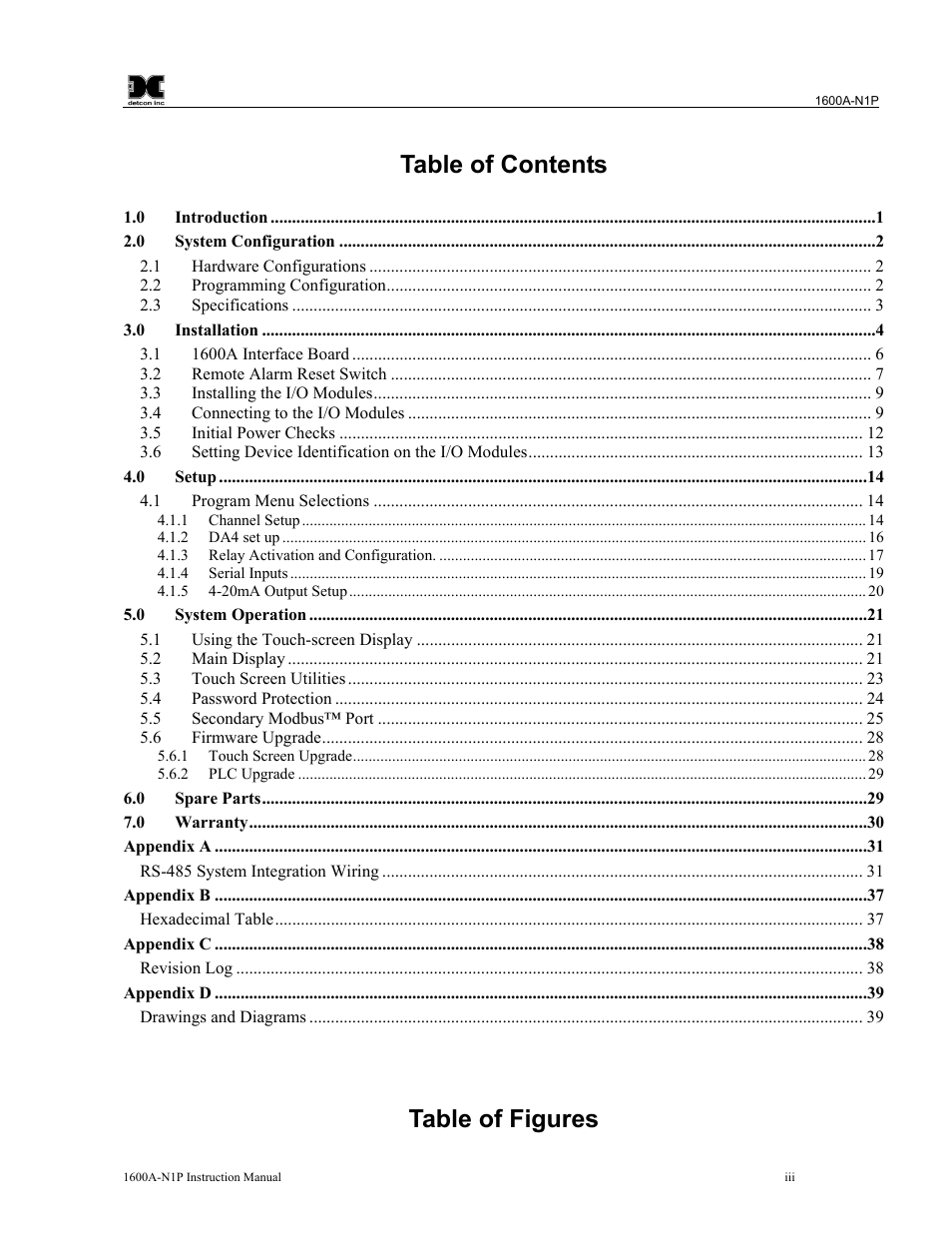 Detcon 1600A-N1P User Manual | Page 3 / 52