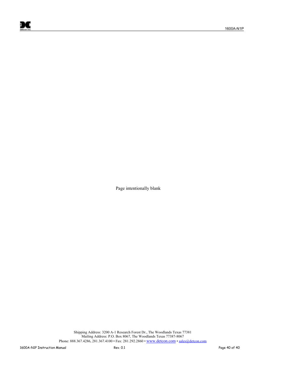 Detcon 1600A-N1P User Manual | Page 44 / 52