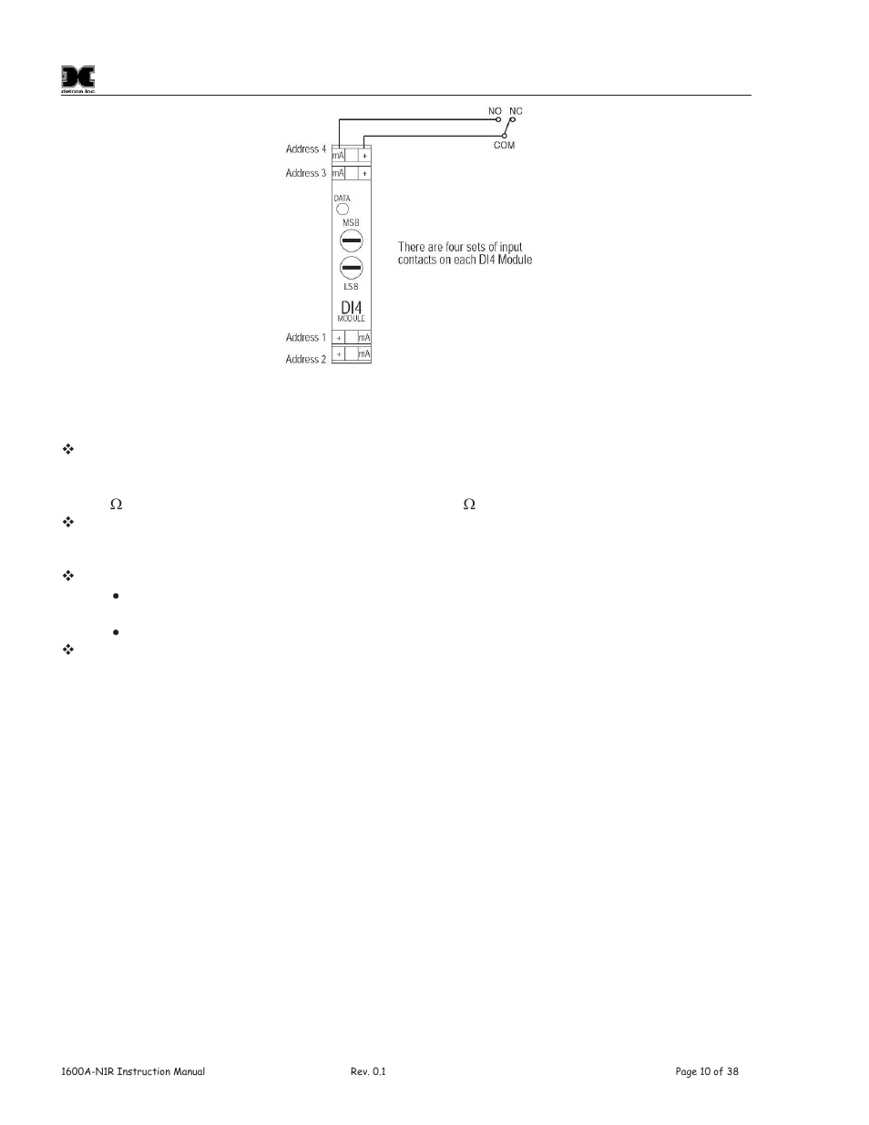 3 initial power checks, 4 setting device identification on the i/o modules | Detcon 1600A-N1R User Manual | Page 14 / 48