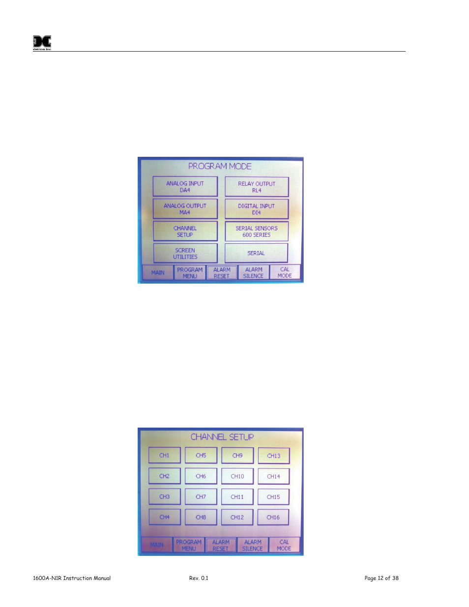 0 setup, 1 program menu selections | Detcon 1600A-N1R User Manual | Page 16 / 48