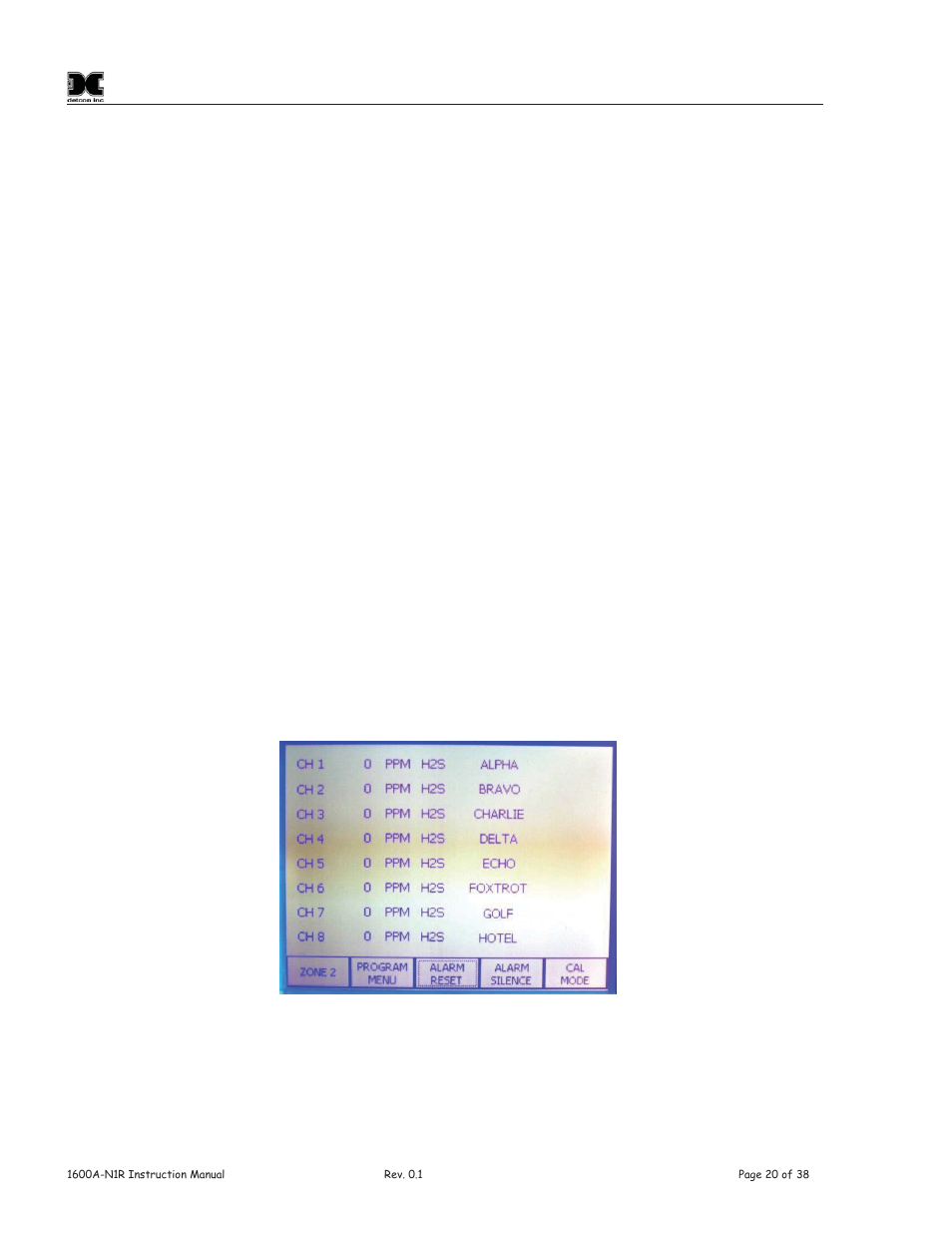 0 system operation, 1 using the touch-screen display, 2 main display | Detcon 1600A-N1R User Manual | Page 24 / 48