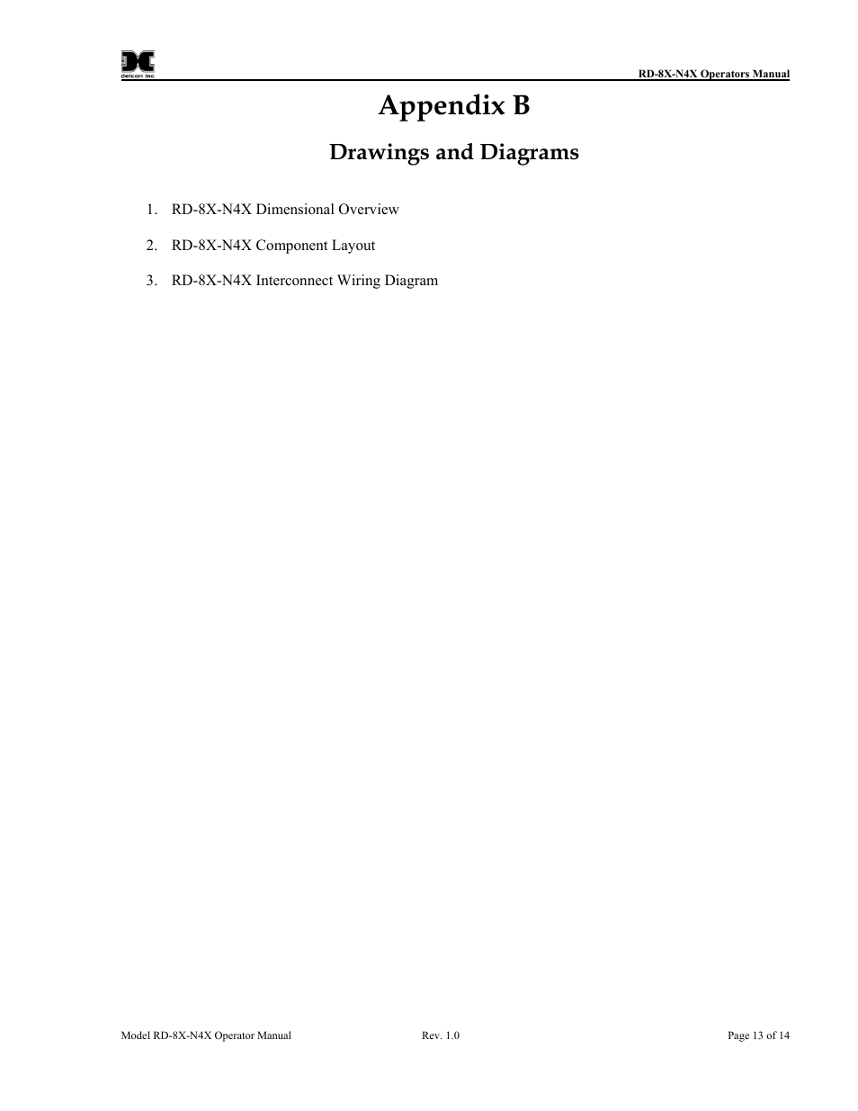 Appendix b, Drawings and diagrams | Detcon RD-8X User Manual | Page 17 / 24