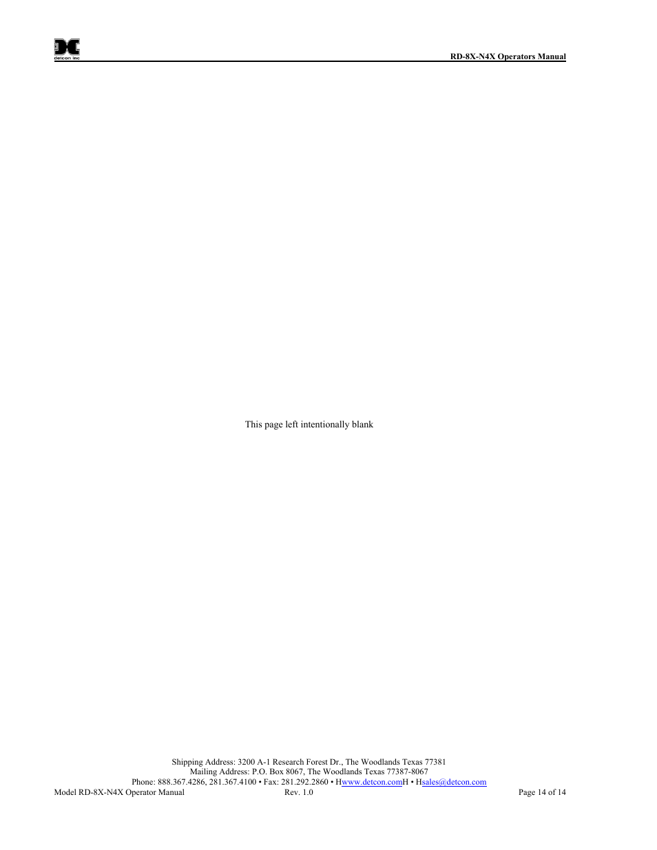 Detcon RD-8X User Manual | Page 18 / 24