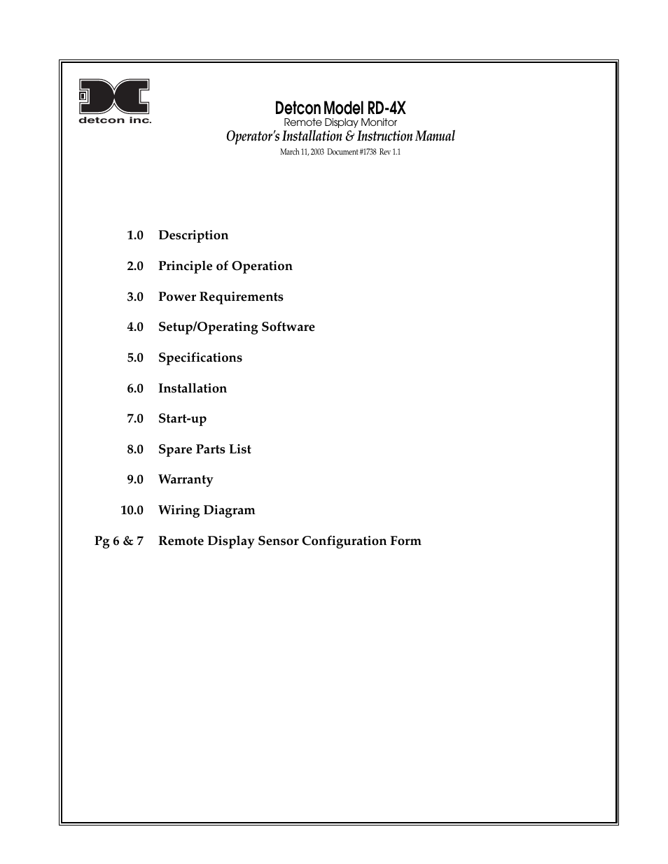 Detcon RD-4X User Manual | 7 pages