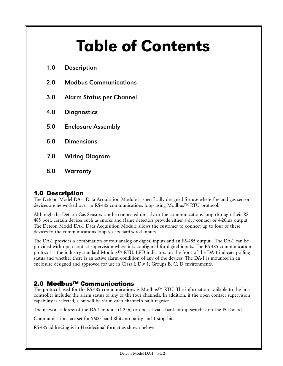 Detcon DA-1 User Manual | Page 2 / 8