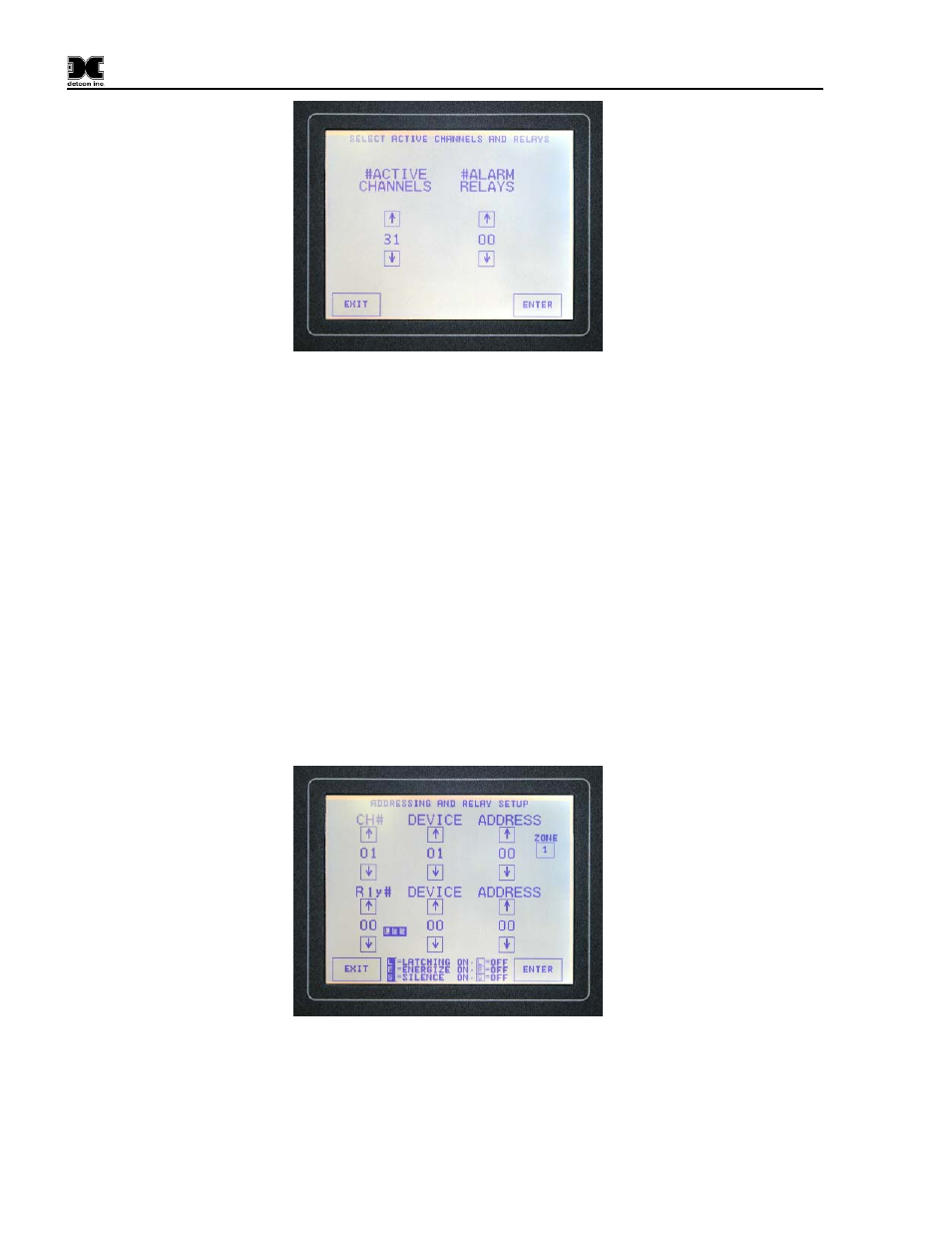 Modbus™ addressing of sensor inputs, Figure 5 set # active channels and relays, Figure 6 addressing gas channels | Detcon 1600-N4X-RD User Manual | Page 10 / 20