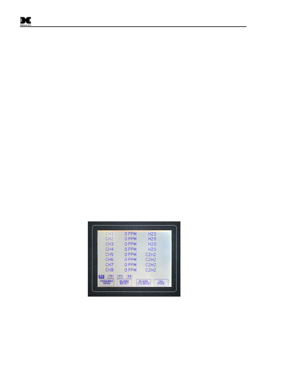 Operator interface, Using the touch-screen display, Main display | Figure 3 main display, 0 operator interface, 1 using the touch-screen display, 2 main display | Detcon 1600-N1P-RD User Manual | Page 8 / 18
