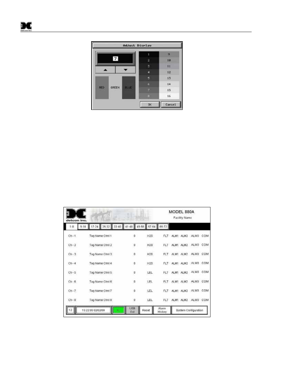 3 880 remote display setup, 880 remote display setup, Figure 14 adjust display screen | Figure 15 main screen | Detcon 880RS-N4X User Manual | Page 12 / 23