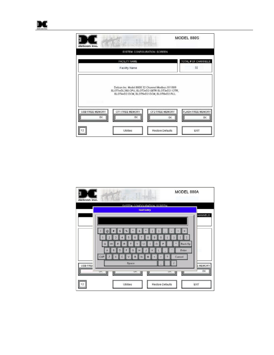 Figure 28 serial configuration screen, Figure 29 inputting the facility name | Detcon 880S-N4X User Manual | Page 21 / 43