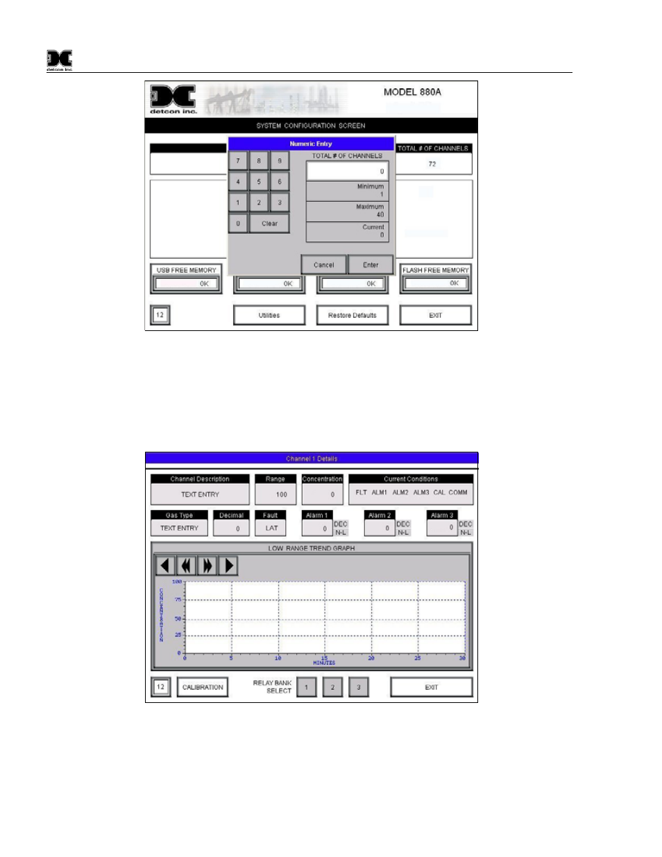 Figure 30 inputting the number of channels, Figure 31 channel detail screen | Detcon 880S-N4X User Manual | Page 22 / 43