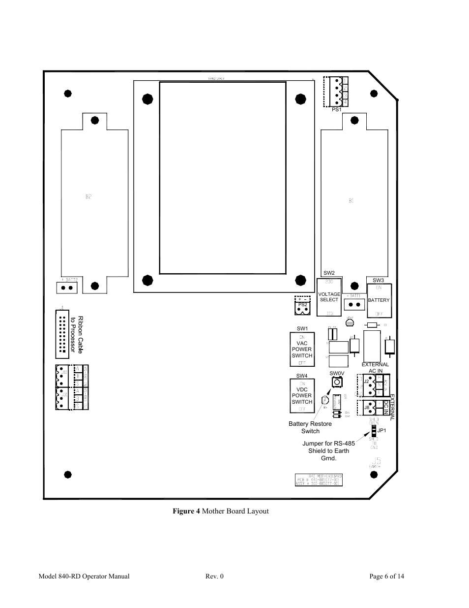 Figure 4 mother board layout | Detcon 840-RD User Manual | Page 10 / 18