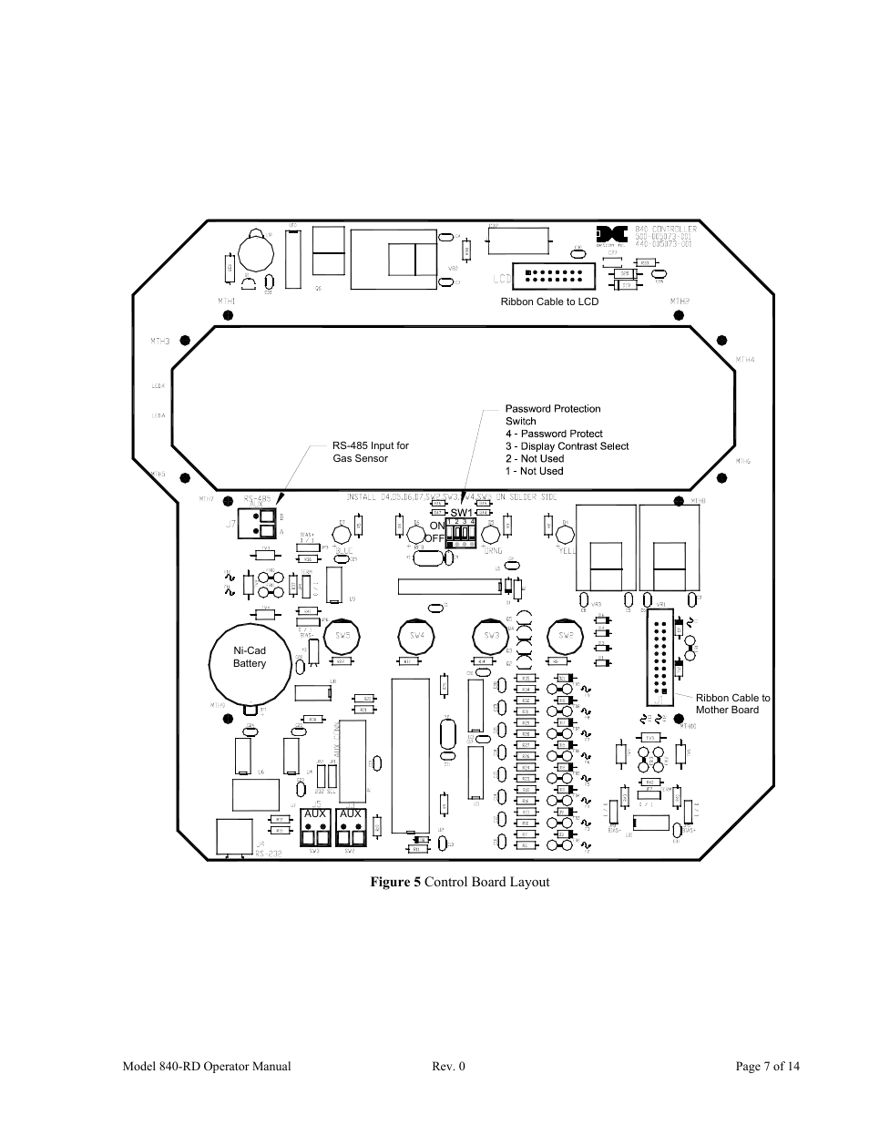 Figure 5 control board layout | Detcon 840-RD User Manual | Page 11 / 18