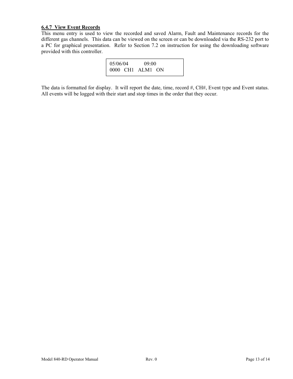 7 view event records | Detcon 840-RD User Manual | Page 17 / 18