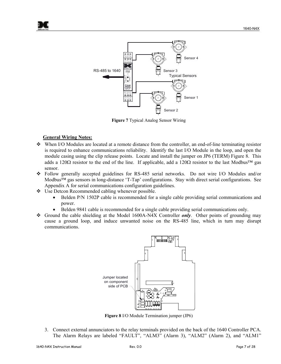 Figure 6 typical analog sensor wiring | Detcon 1640-N4X User Manual | Page 11 / 38