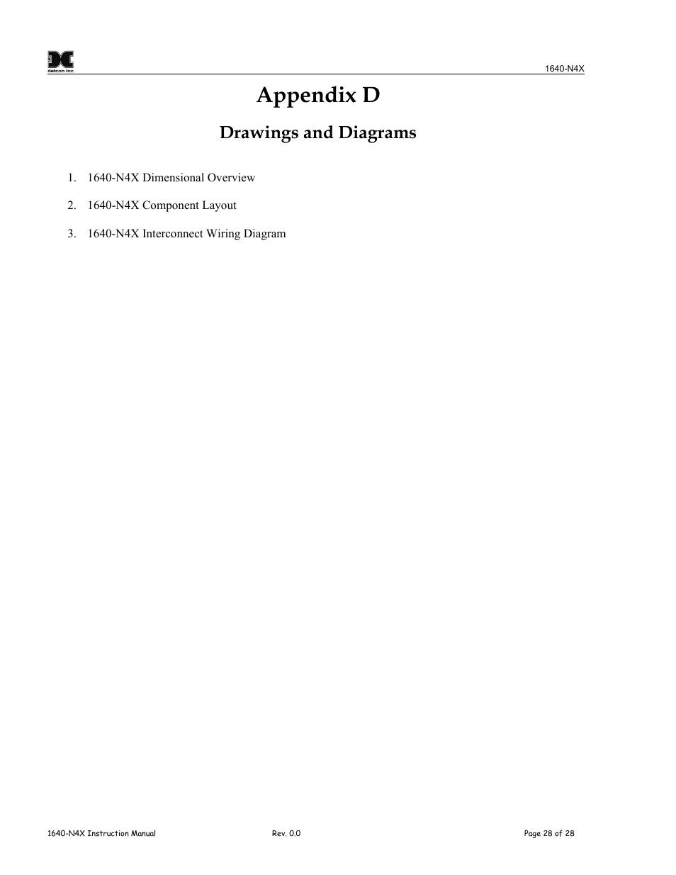 Appendix d, Drawings and diagrams | Detcon 1640-N4X User Manual | Page 32 / 38