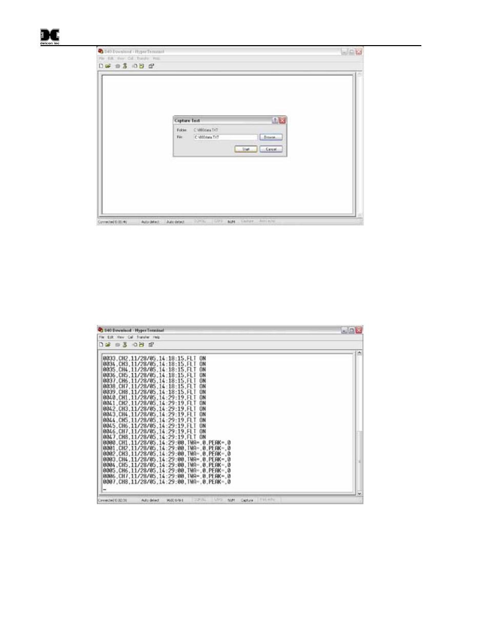 Figure 16 naming capture file, Figure 17 downloading information | Detcon 840 User Manual | Page 28 / 33