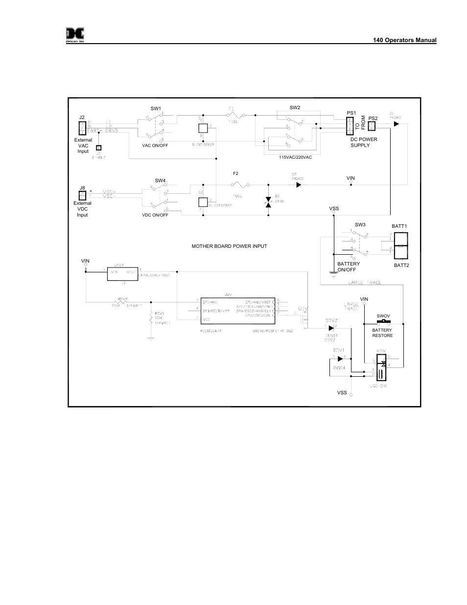 2 dc power, 3 analog 4-20 ma sensor input, Dc power | Analog 4-20 ma sensor input, Figure 3 power input schematic, Inals at j2, labeled “ac in” in figure 3 and | Detcon 140 User Manual | Page 9 / 33