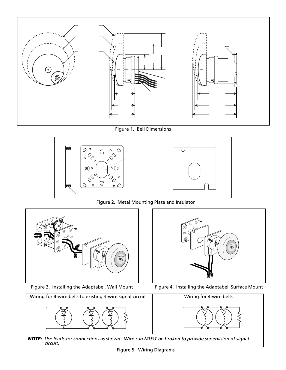 Figure 4. installing the adaptabel, surface mount, Figure 1. bell dimensions | Edwards Signaling 439D Series User Manual | Page 2 / 3