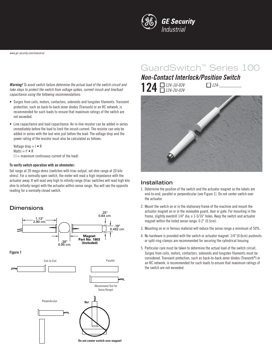 Edwards Signaling 124 GuardSwitch User Manual | 2 pages