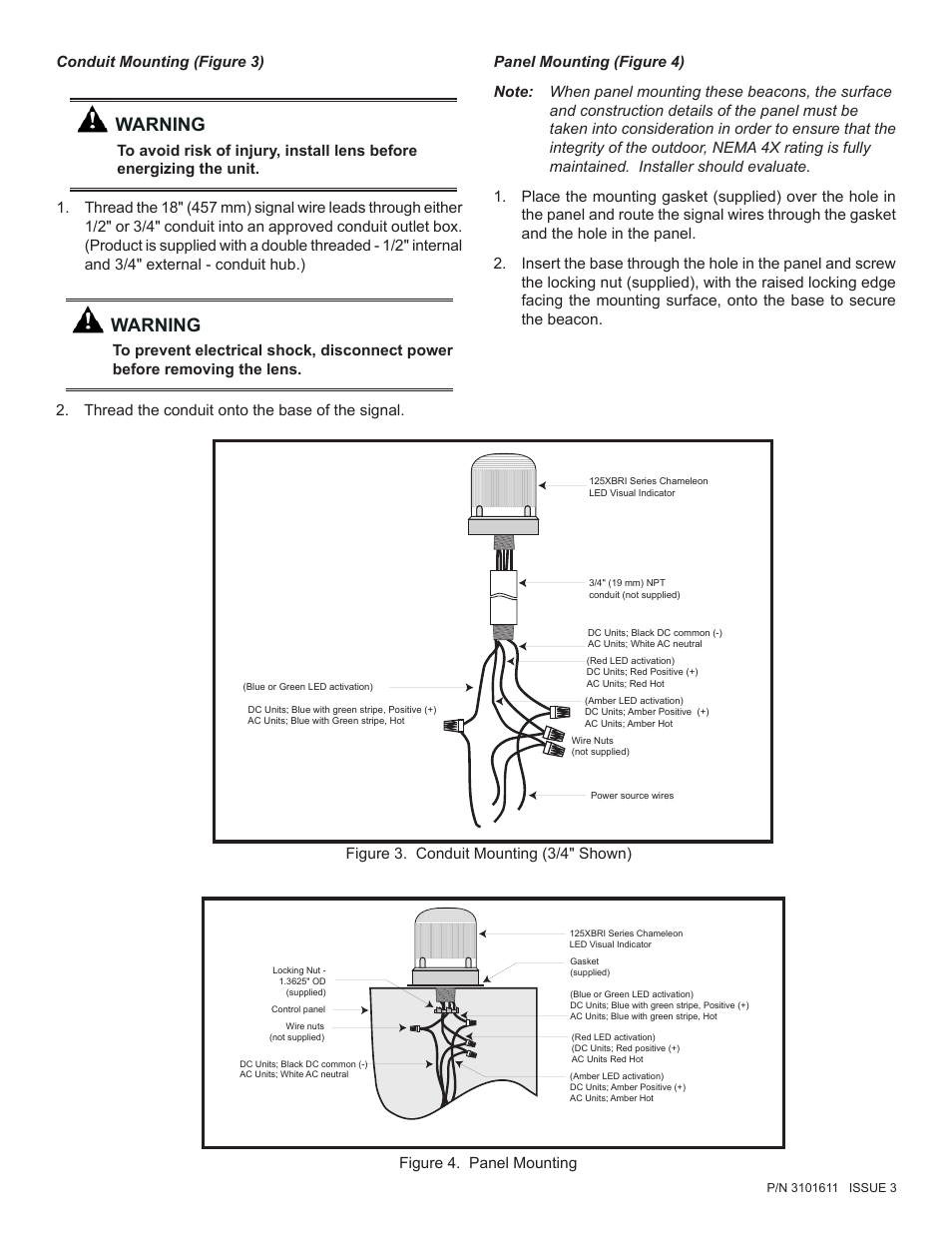 Warning | Edwards Signaling 125XBRi Chameleon User Manual | Page 3 / 4