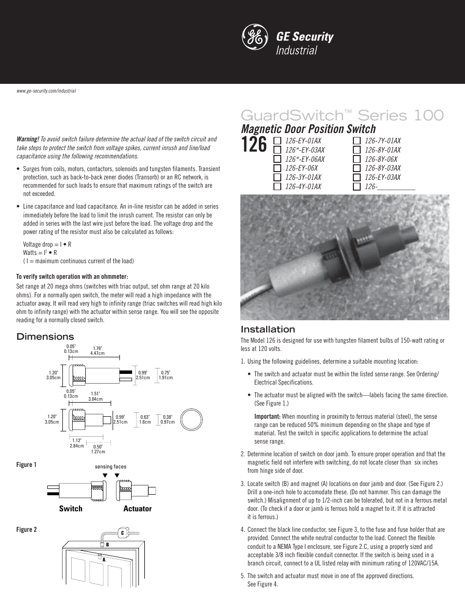 Edwards Signaling 126 GuardSwitch User Manual | 2 pages