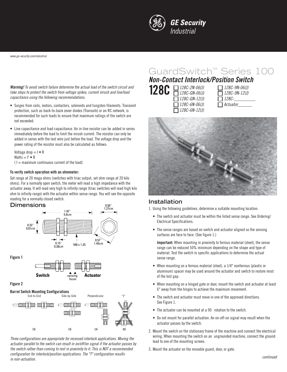 Edwards Signaling 128C GuardSwitch User Manual | 2 pages
