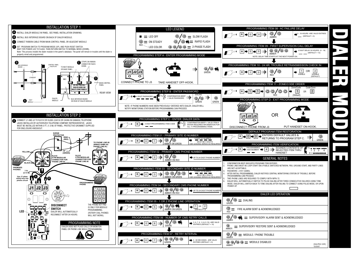 J1 j3 j2, Installation step 2, Installation step 1 | Led legend | Edwards Signaling 2400 Series User Manual | Page 73 / 79