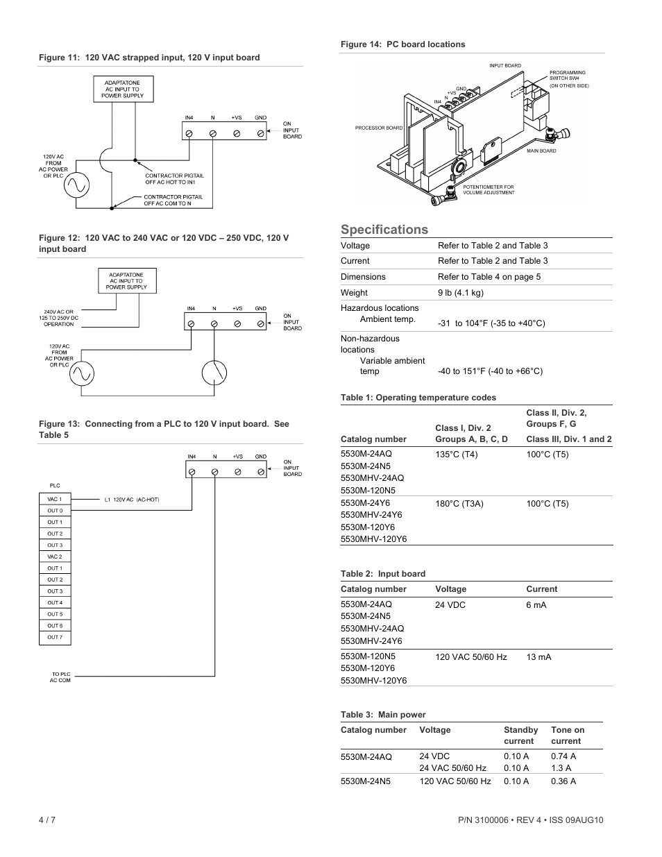 Specifications | Edwards Signaling 5530MHV User Manual | Page 4 / 8