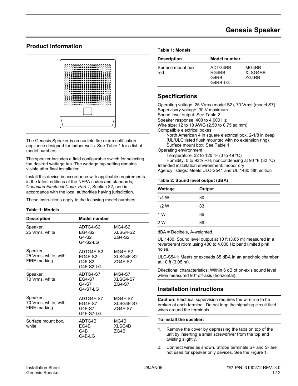 Edwards Signaling ZG4RB User Manual | 2 pages