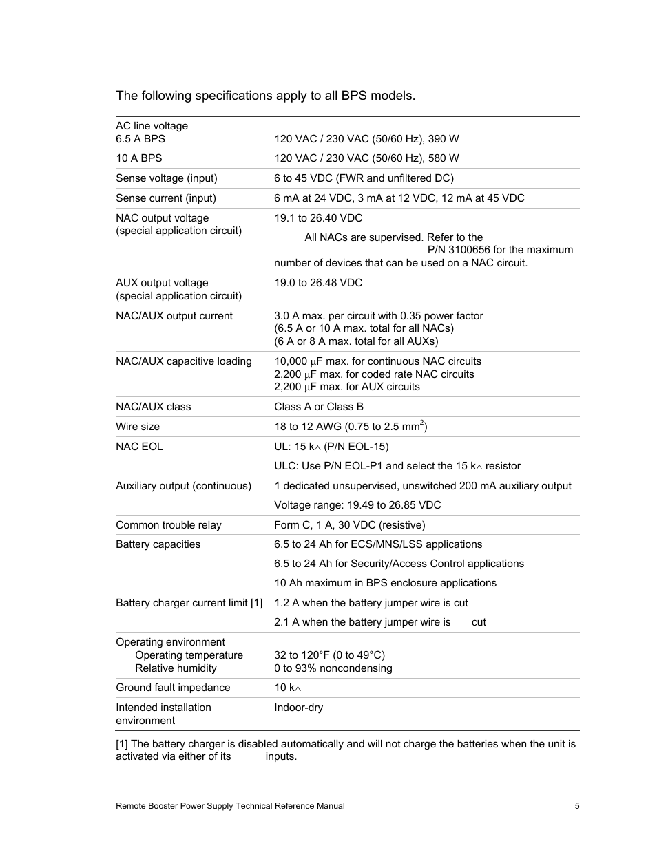 Specifications | Edwards Signaling EBPS Remote Booster Power Supply User Manual | Page 11 / 64