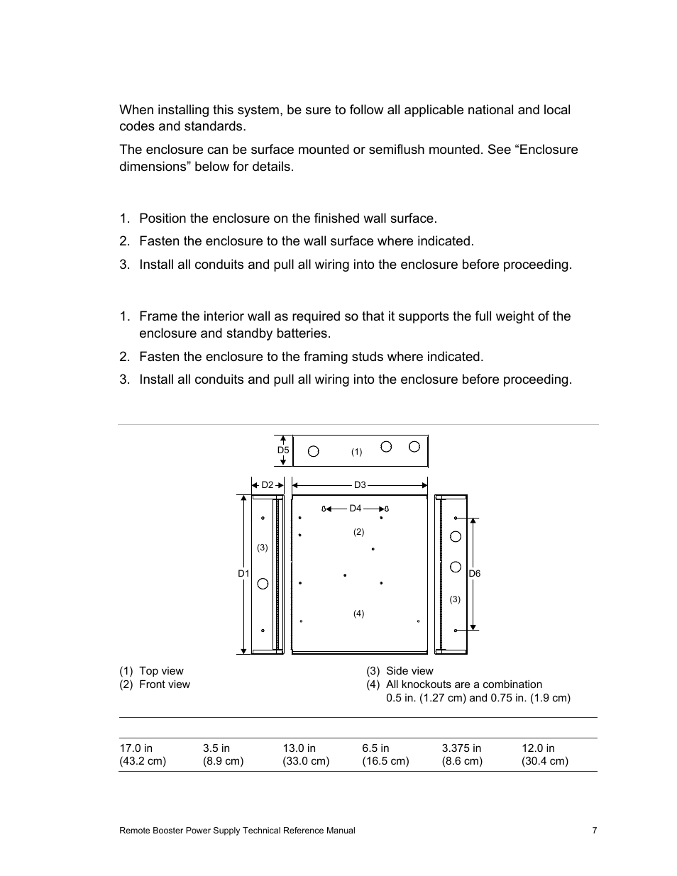 Installing the enclosure | Edwards Signaling EBPS Remote Booster Power Supply User Manual | Page 13 / 64