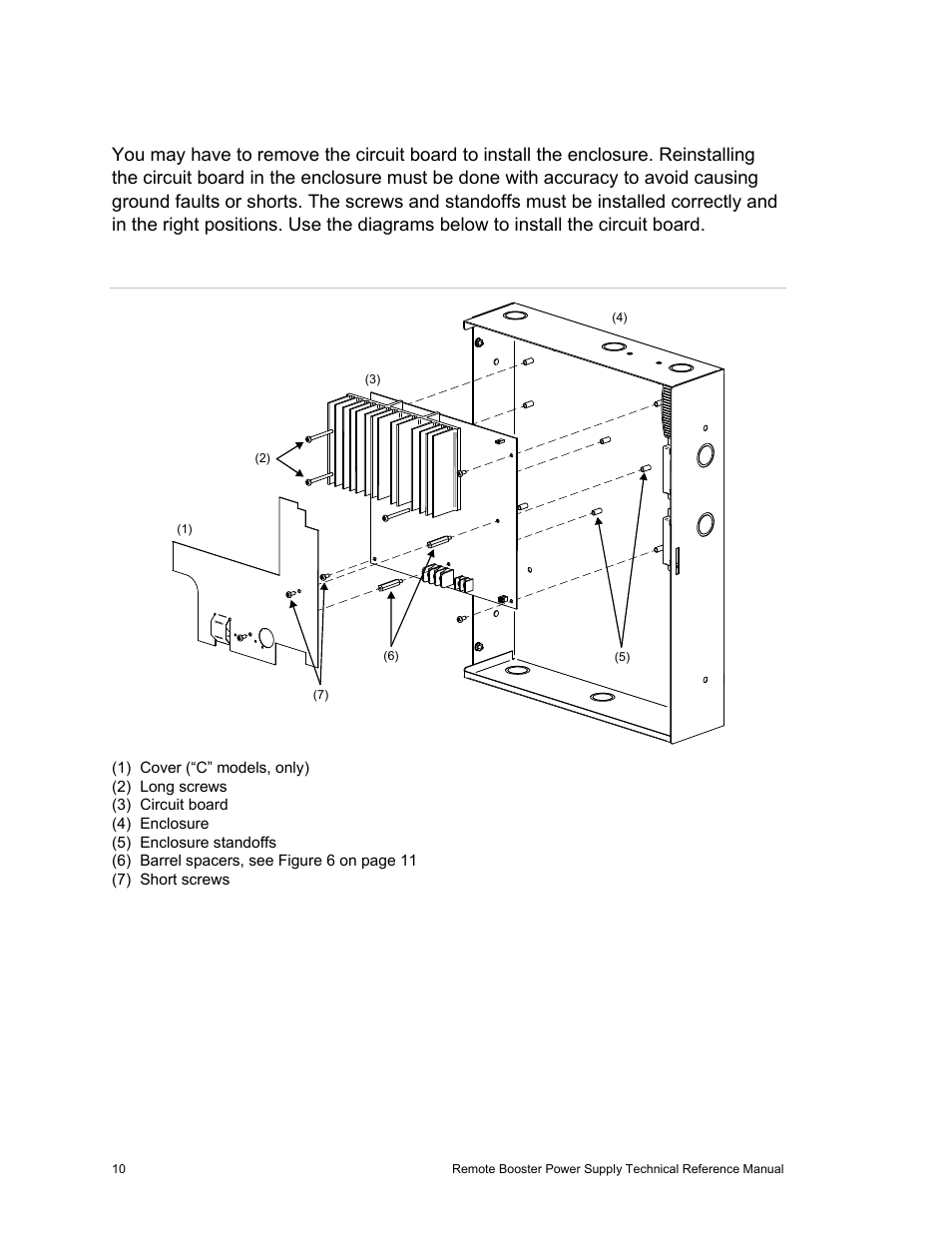 Installing the circuit board in the enclosure | Edwards Signaling EBPS Remote Booster Power Supply User Manual | Page 16 / 64