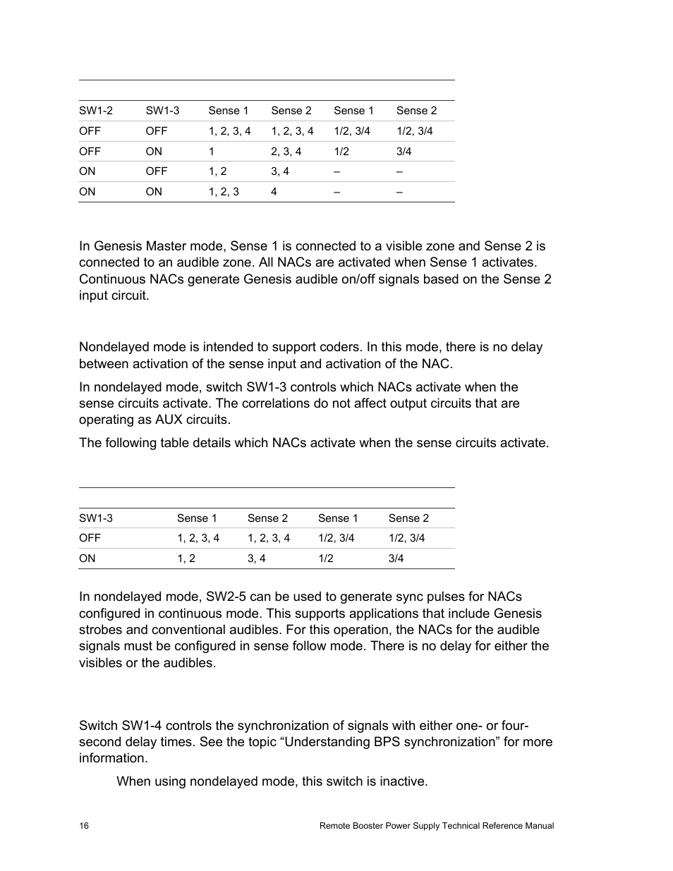Synchronization control (sw1-4) | Edwards Signaling EBPS Remote Booster Power Supply User Manual | Page 22 / 64