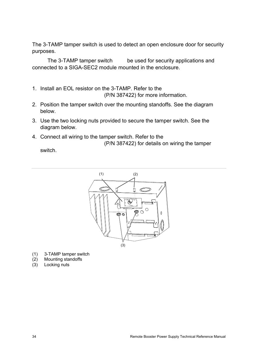 Installing the 3-tamp tamper switch | Edwards Signaling EBPS Remote Booster Power Supply User Manual | Page 40 / 64