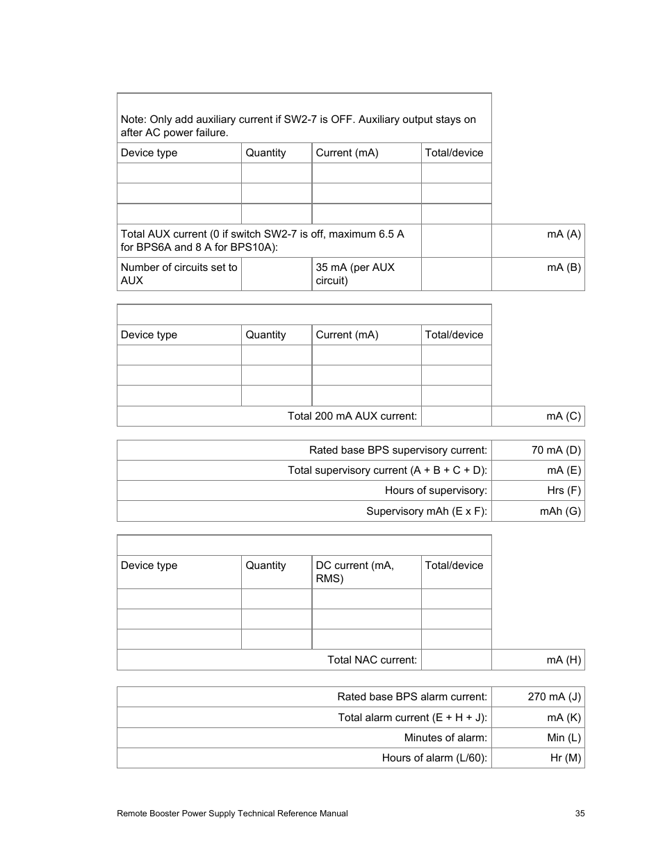 Battery calculation worksheet | Edwards Signaling EBPS Remote Booster Power Supply User Manual | Page 41 / 64