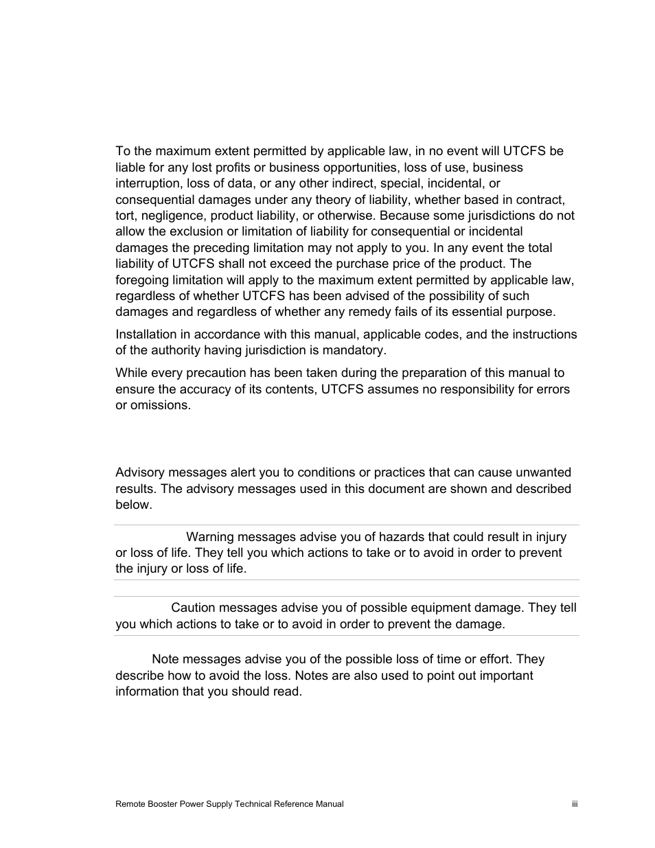 Important information, Limitation of liability, Advisory messages | Edwards Signaling EBPS Remote Booster Power Supply User Manual | Page 5 / 64