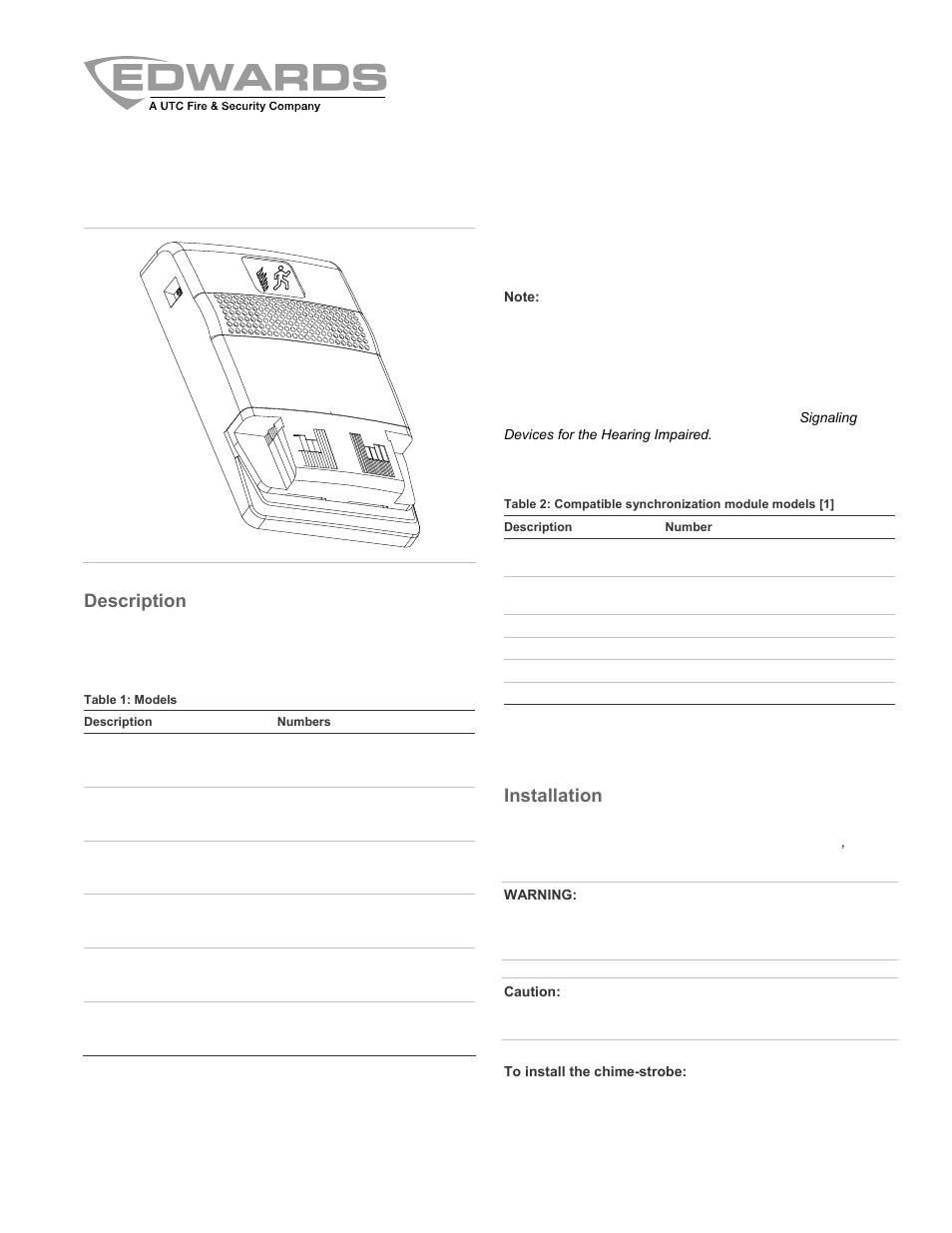 Edwards Signaling Genesis Chime-Strobe User Manual | 4 pages