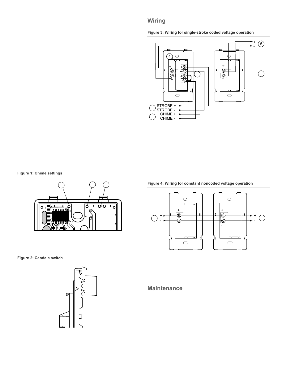 Wiring, Maintenance | Edwards Signaling Genesis Chime-Strobe User Manual | Page 2 / 4