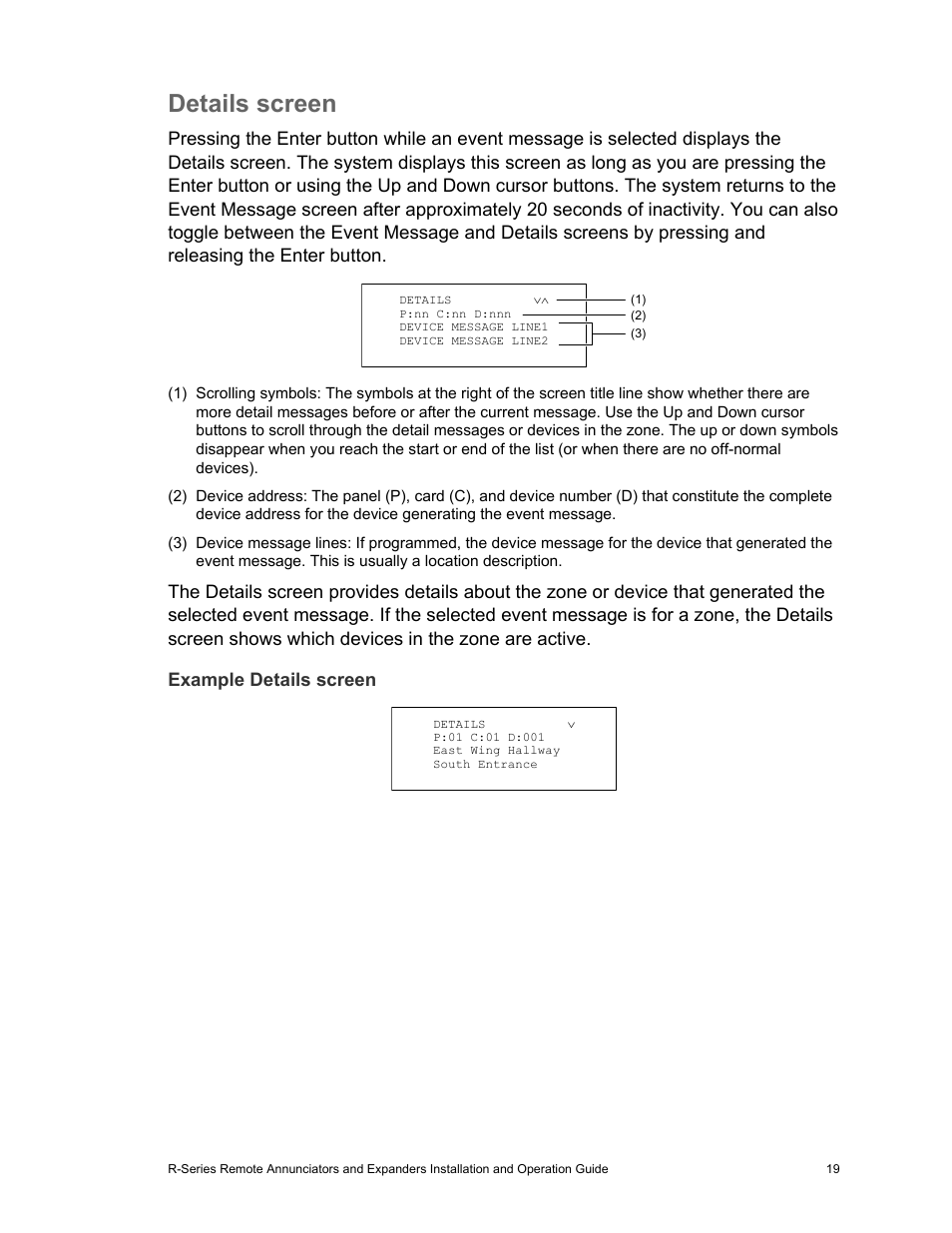 Details screen | Edwards Signaling R-Series User Manual | Page 23 / 26