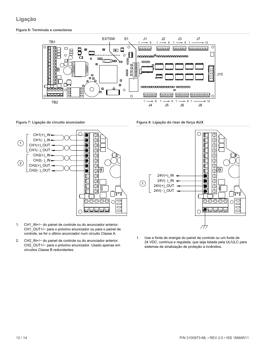 Ligação | Edwards Signaling GCI Graphic Annunciator Interface Card User Manual | Page 12 / 14