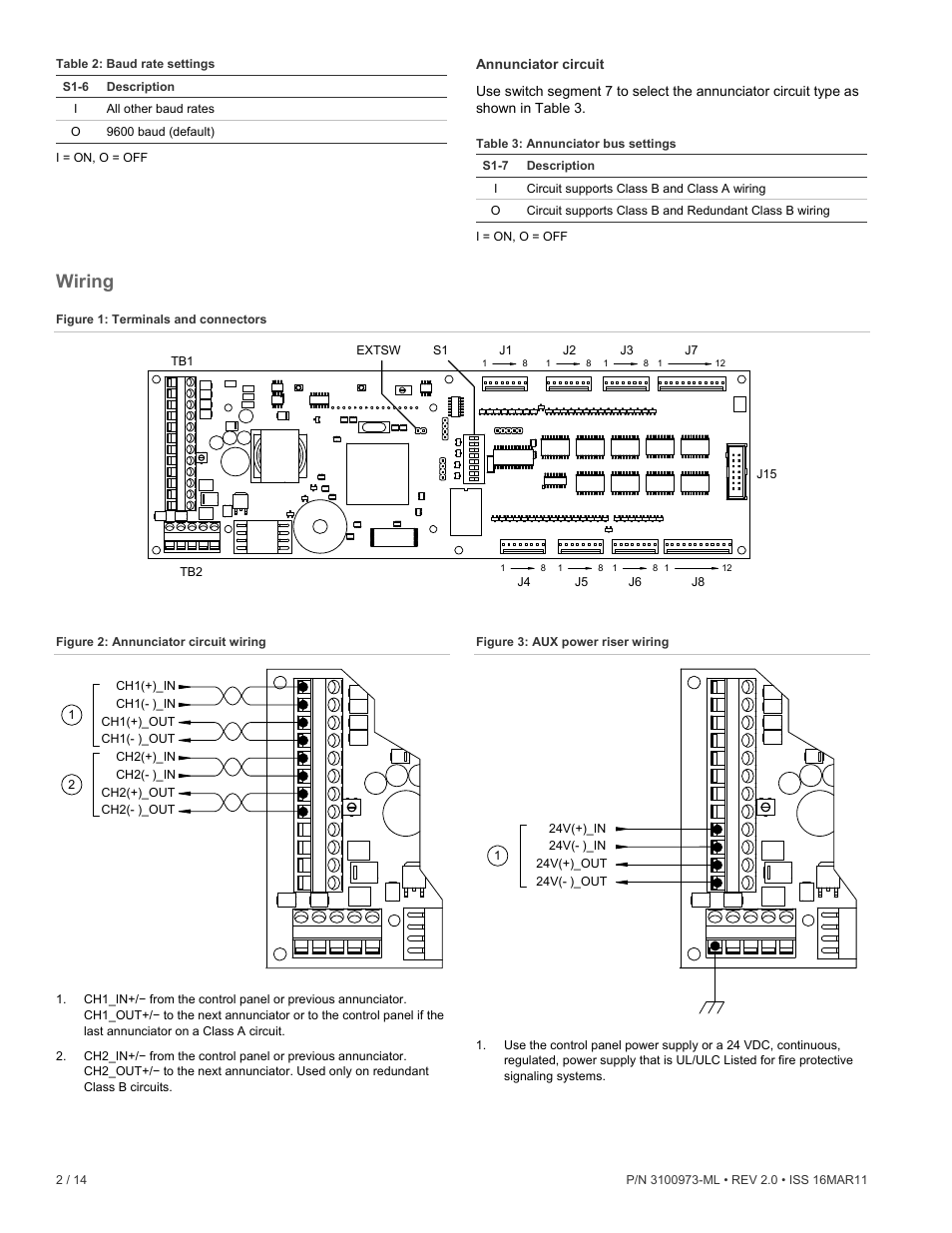 Wiring | Edwards Signaling GCI Graphic Annunciator Interface Card User Manual | Page 2 / 14