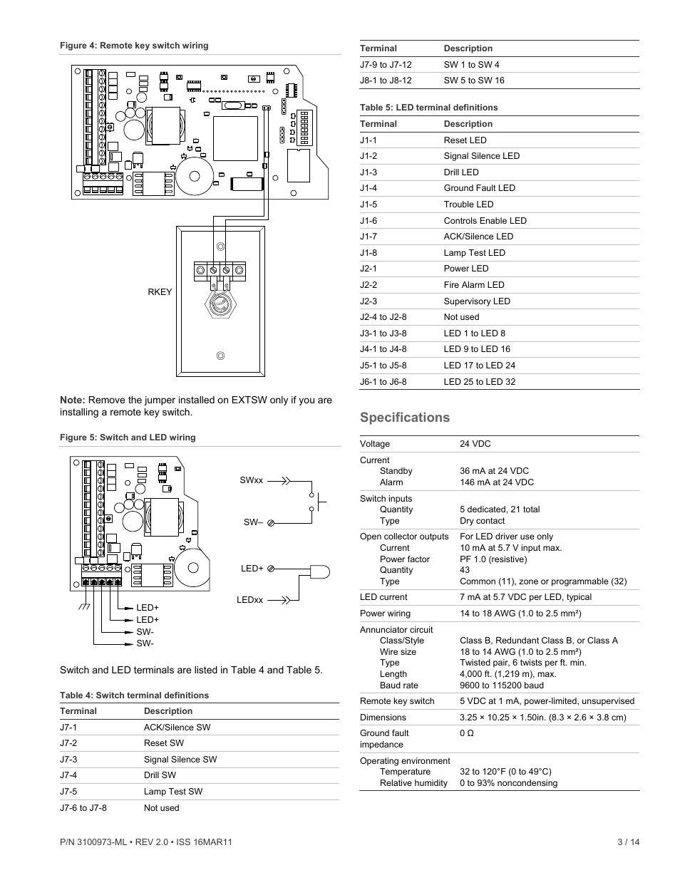 Specifications | Edwards Signaling GCI Graphic Annunciator Interface Card User Manual | Page 3 / 14