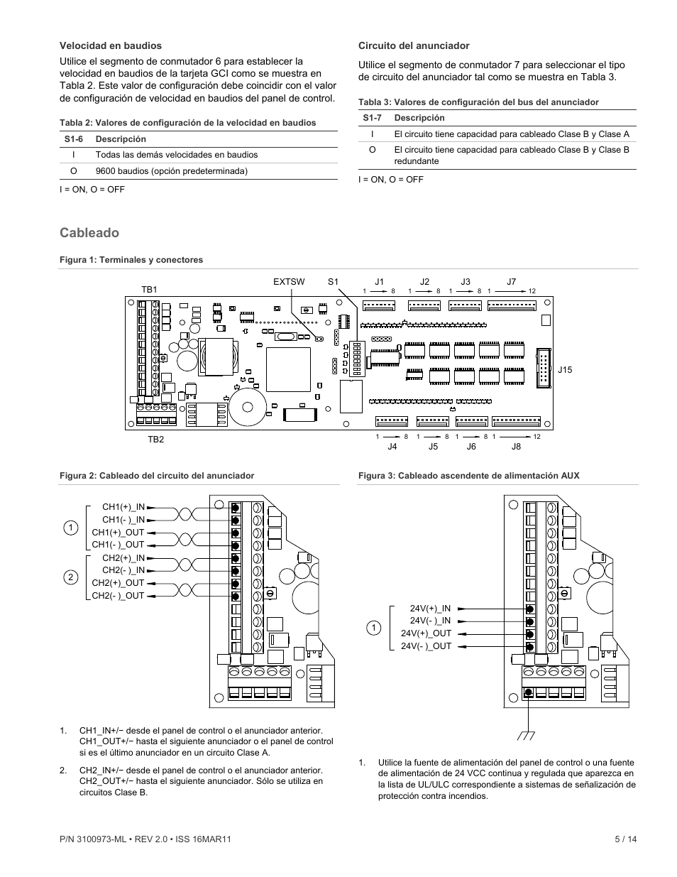 Cableado | Edwards Signaling GCI Graphic Annunciator Interface Card User Manual | Page 5 / 14