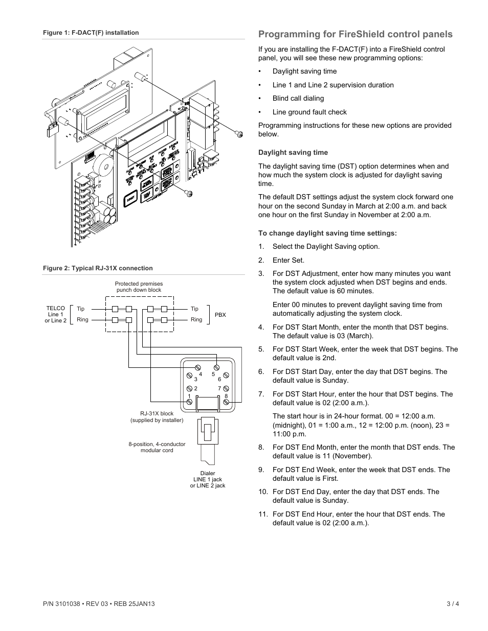 Programming for fireshield control panels | Edwards Signaling F-DACT_F Digital Alarm Communicator User Manual | Page 3 / 4